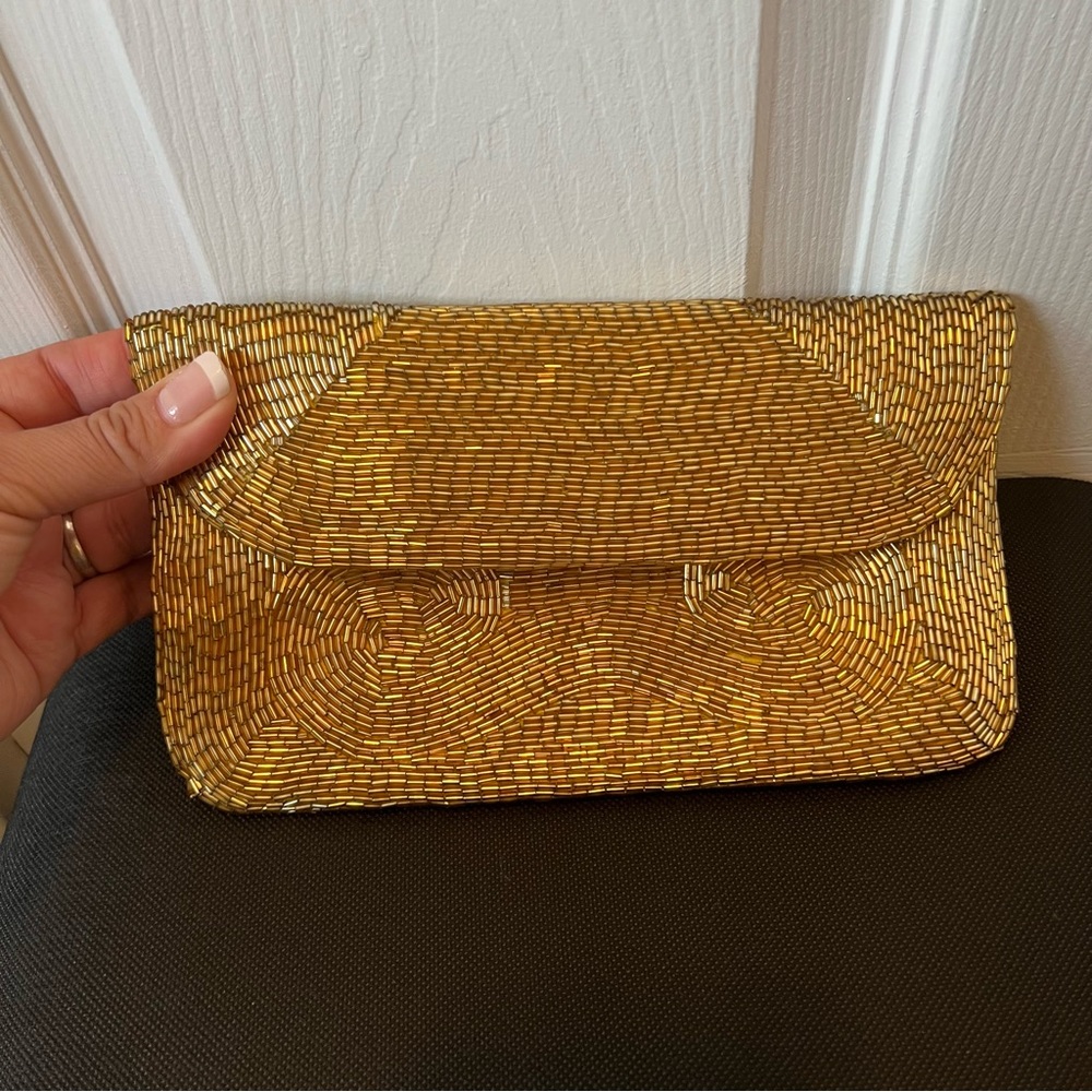 Vintage Golden Beaded Clutch ✨